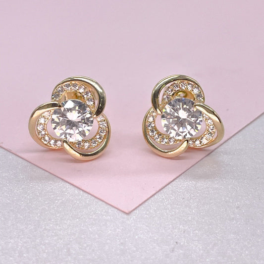 18k Gold Filled Dainty Flower Stud with CZ Center Stone, Dainty Jewlery, Kids Stud, Minimalist Stud