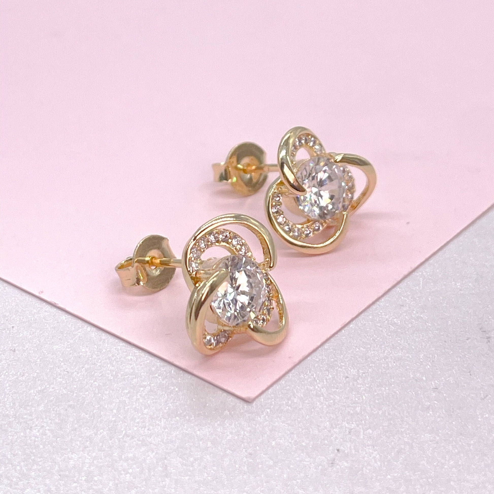 18k Gold Filled Dainty Flower Stud with CZ Center Stone, Dainty Jewlery, Kids Stud, Minimalist Stud