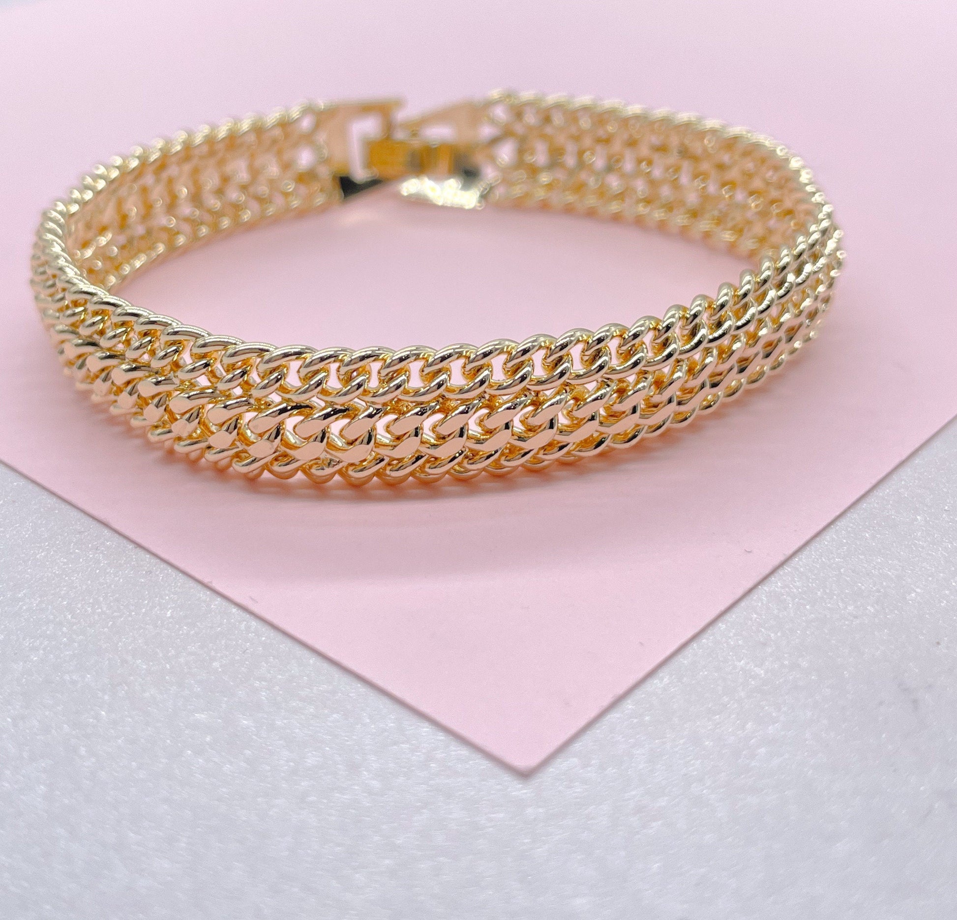18K GoldFilled Triple Cuban Link Bracelet