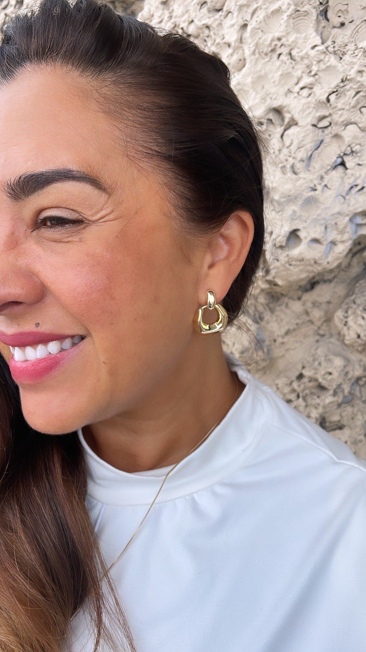18k Gold Filled Boho Mod Round Earrings, Art nouveau Earrings, Statement Earrings, Minimalist Earrings
