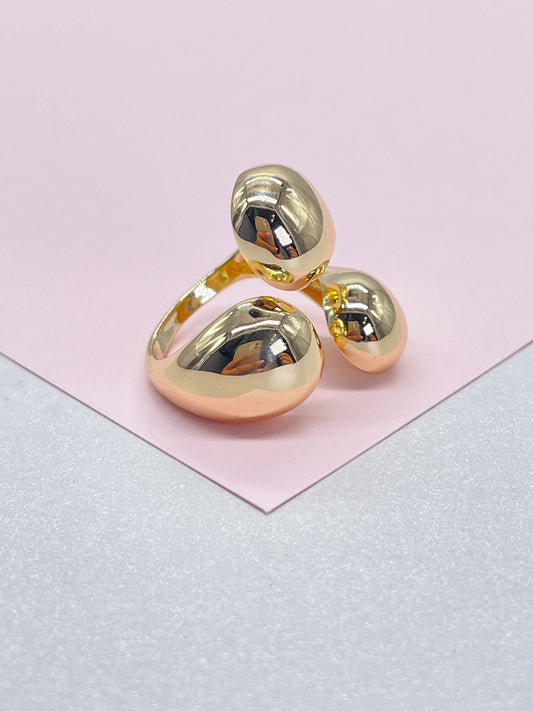 18k Gold-filled Adjustable Triple Wrap Dome Ring