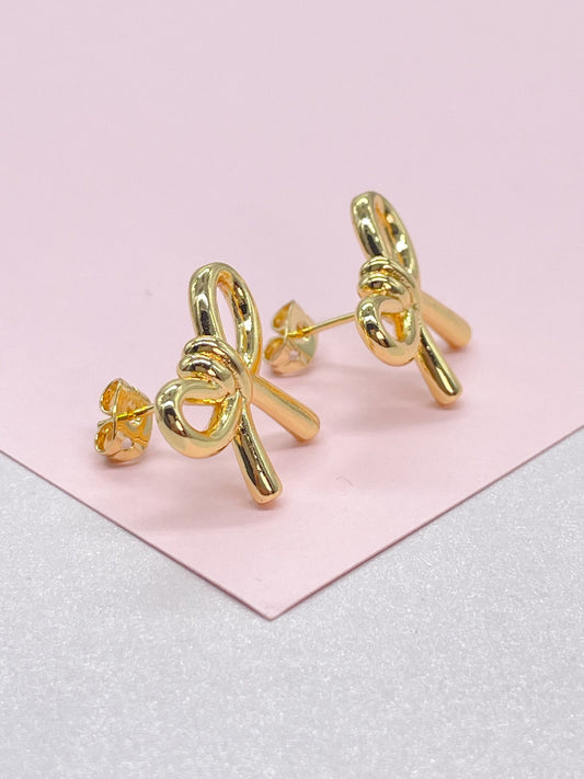 18k Gold Filled Plain Smooth Bow Studs, Available in 2 Styles