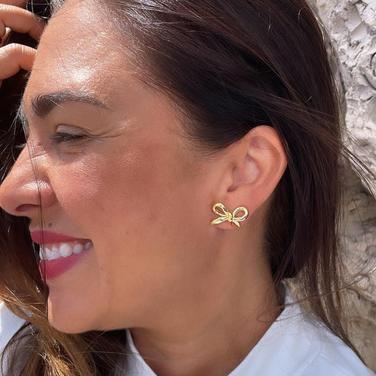 18k Gold Filled Plain Smooth Bow Studs, Available in 2 Styles