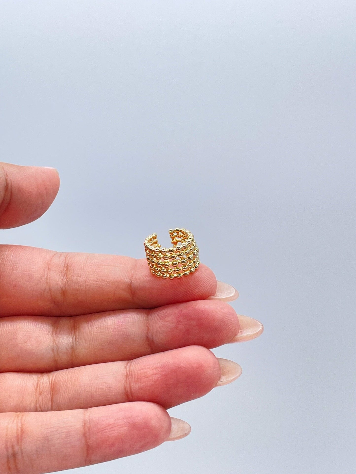 18k Gold Filled 5 Layered Bead Ear Cuff