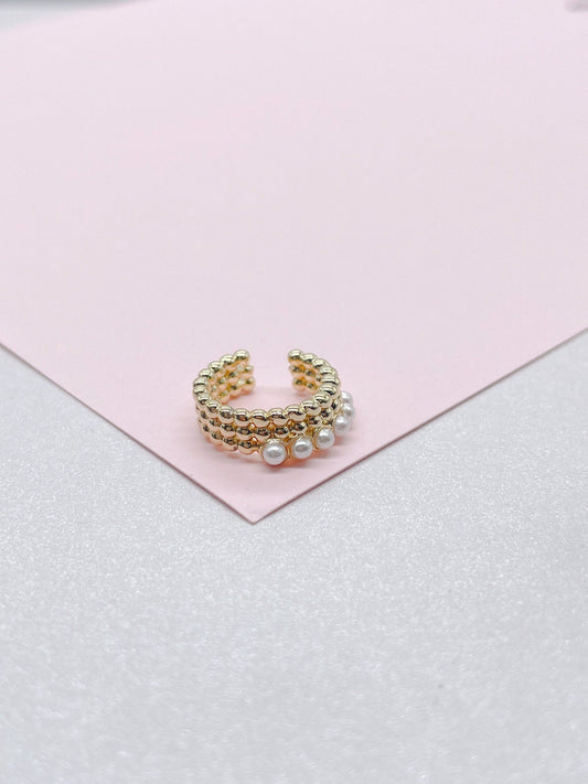 18k Gold Filled Tiny Beaded Ear Cuffs and pearl