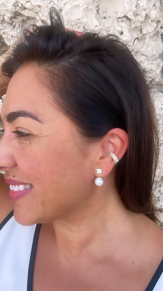 18k Gold Filled Tiny Beaded Ear Cuffs and pearl