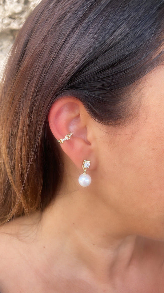 18k Gold Filled Mini CZ Link Ear Cuff