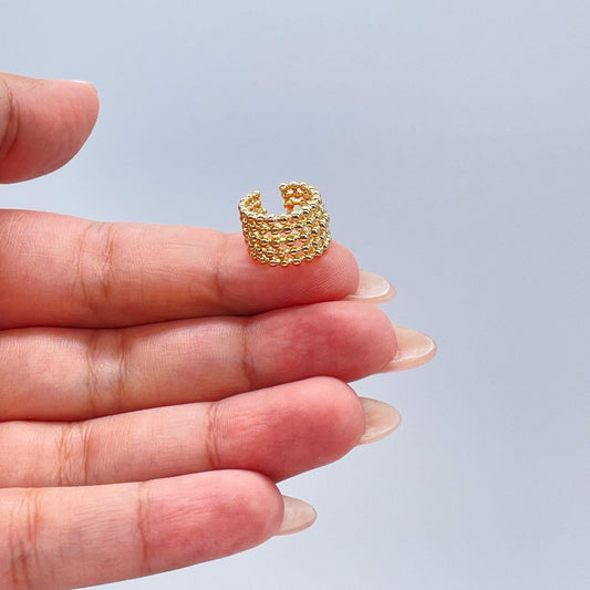 18k Gold Filled 5 Layered Bead Ear Cuff
