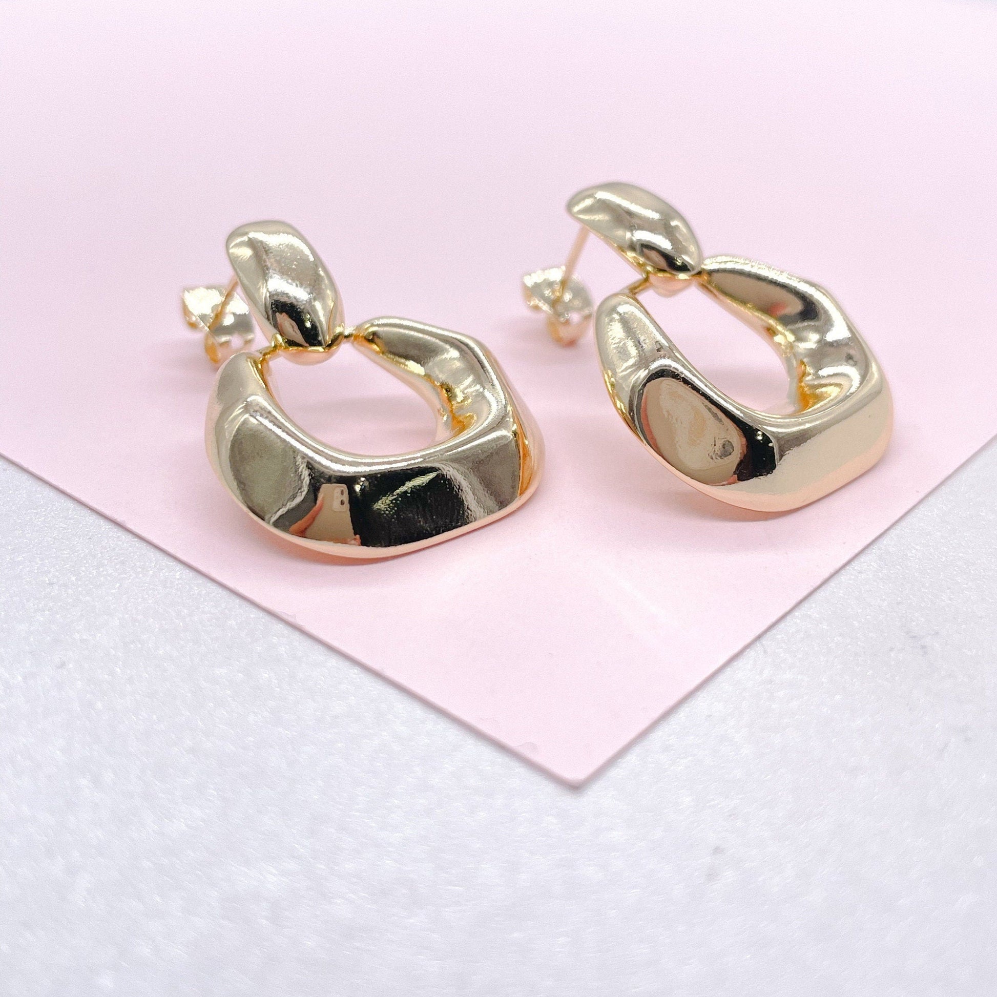 18k Gold Filled Boho Mod Round Earrings, Art nouveau Earrings, Statement Earrings, Minimalist Earrings