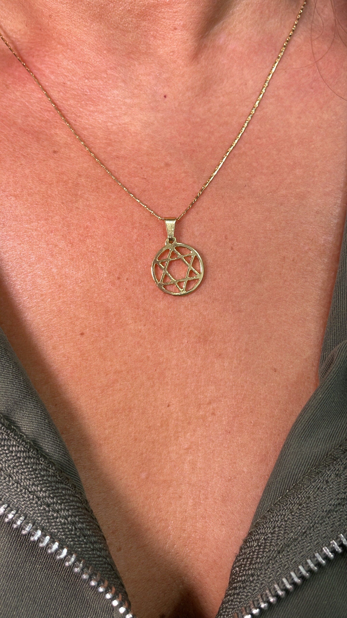 18k Gold Filled Open Star of David Dainty Medallion