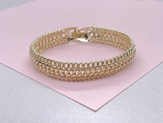 18K GoldFilled Triple Cuban Link Bracelet