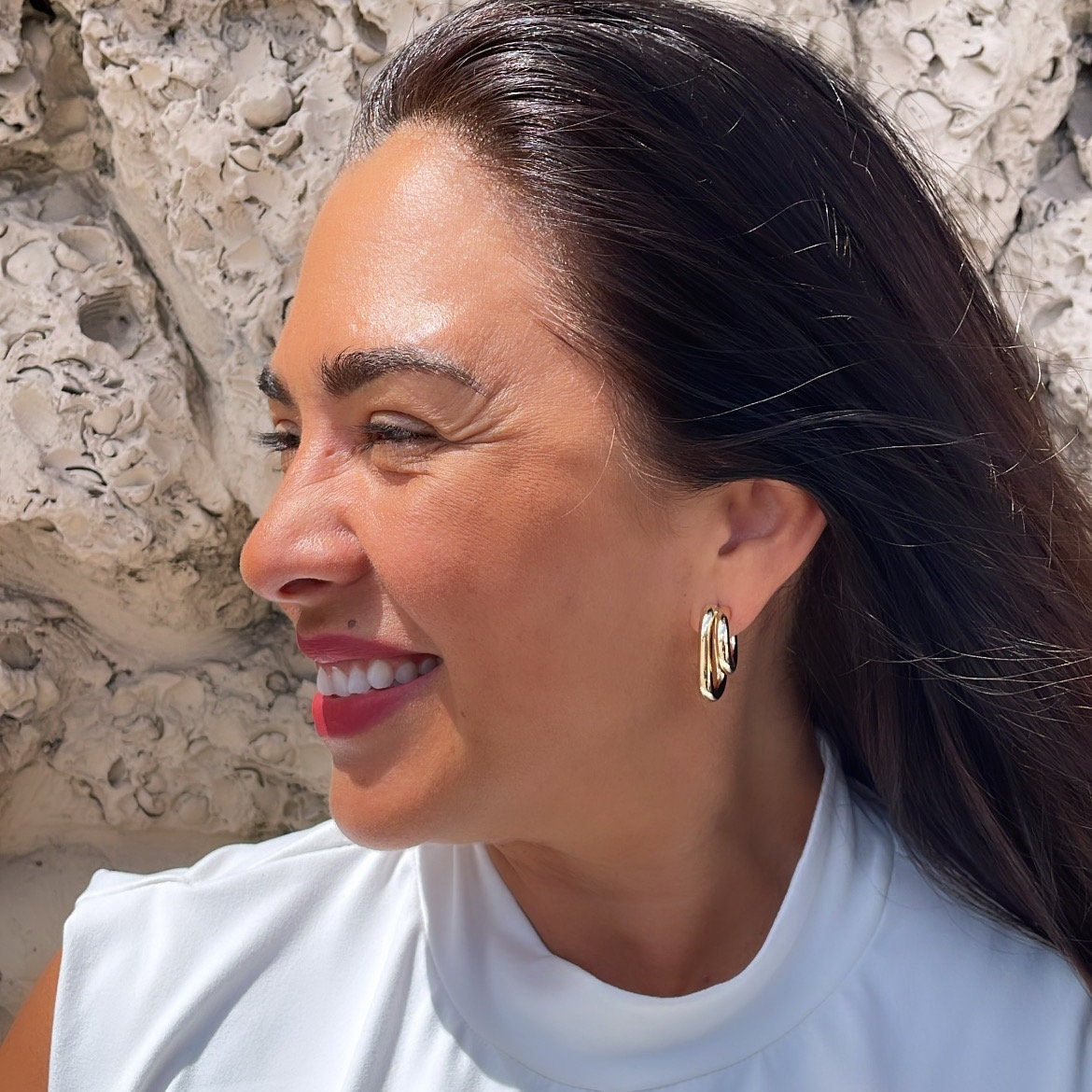 18k Gold Filled 2-Rowed Smooth Plain Open Hoop, Minimalist Jewlery, Dainty Hoops, For Her,