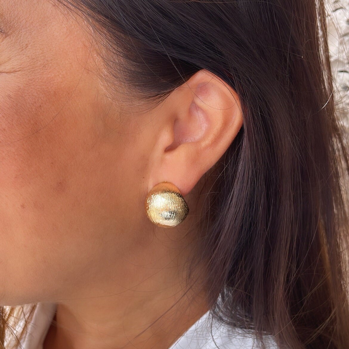 18k Gold Filled Textured Concave Hoop Earrings, Minimalist Earrings, Statement Hoops, Boho Style