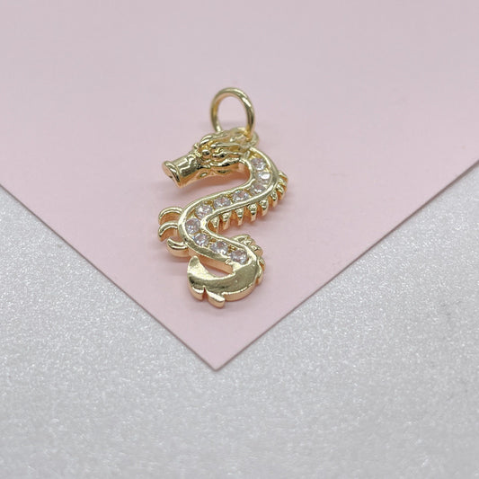 18k Gold Filled Pave Small Dainty Chinese Dragon