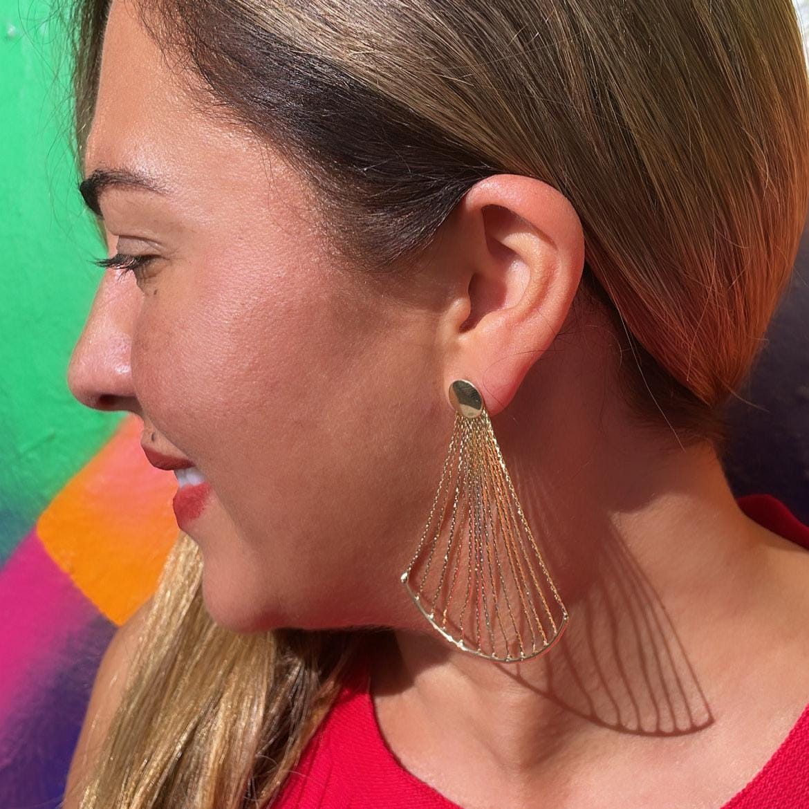 18k Gold Filled Delicate, Fish Fin Like Earrings