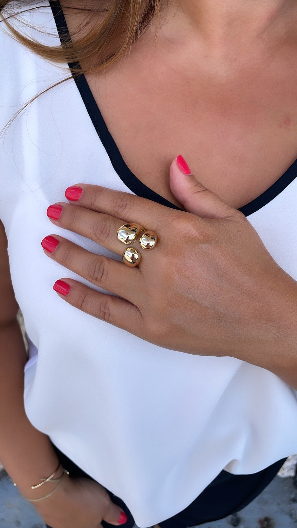 18k Gold-filled Adjustable Triple Wrap Dome Ring