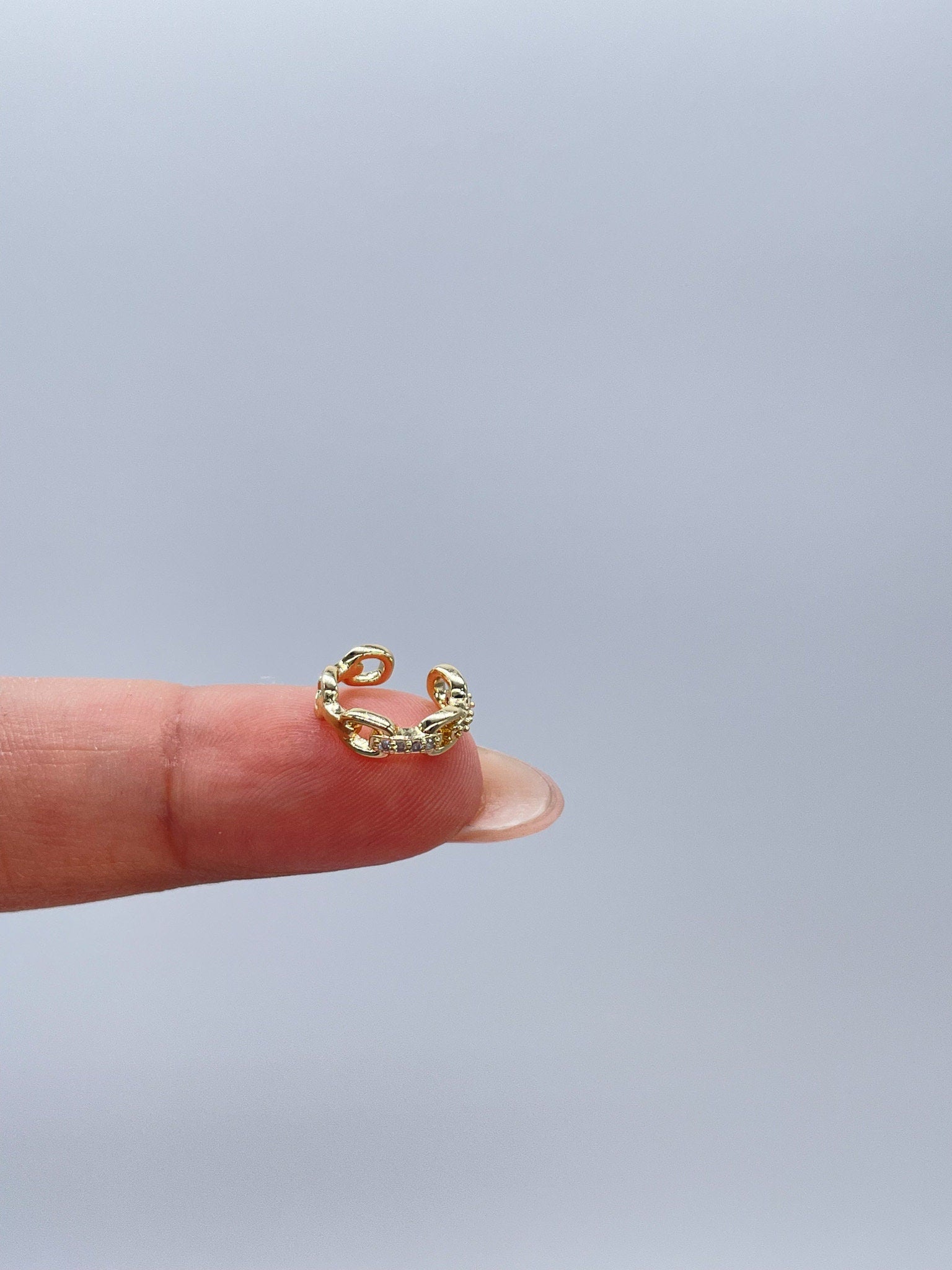 18k Gold Filled Mini CZ Link Ear Cuff