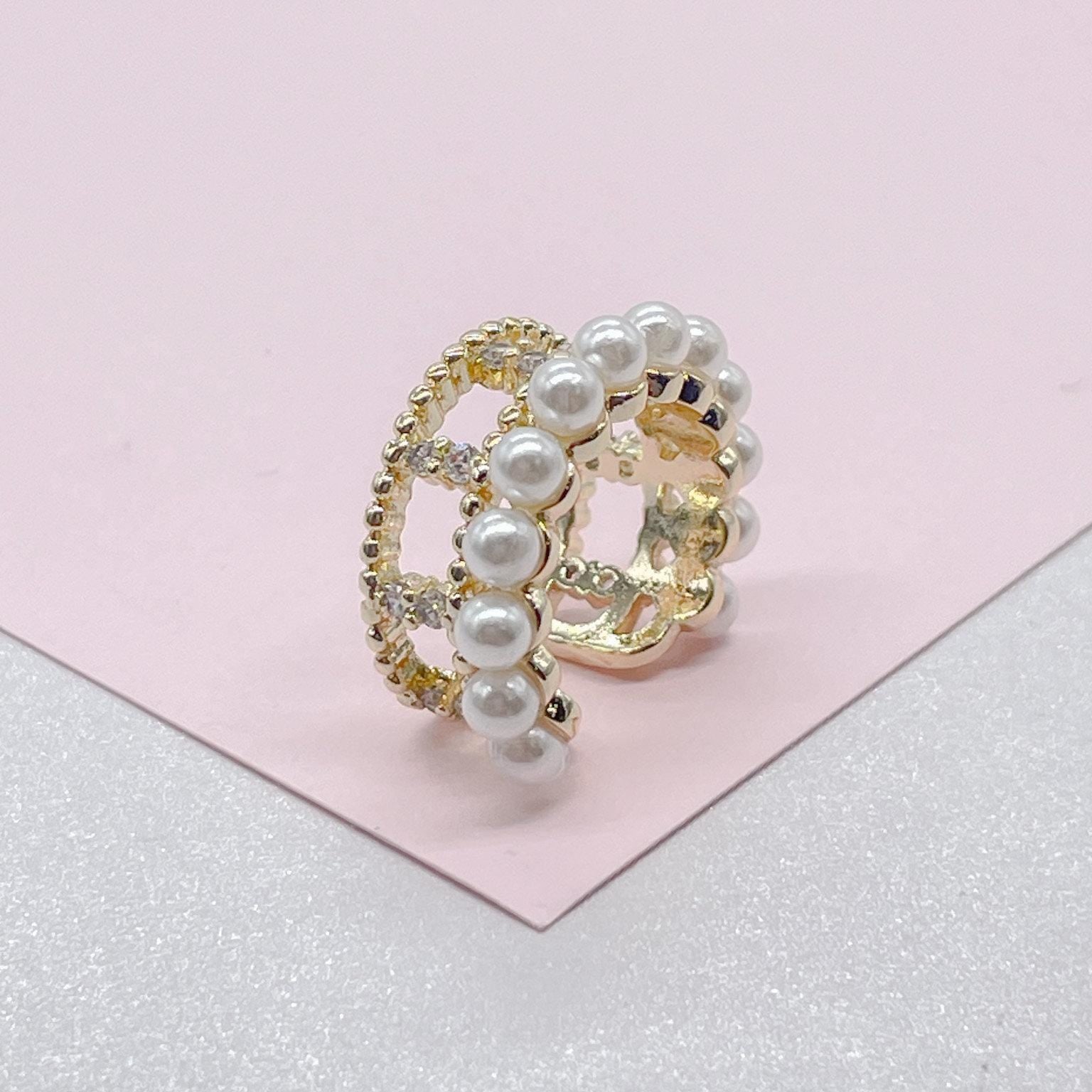 18k Gold Filled Beaded Ear Cuffs and Pearl Gold Bead Styles