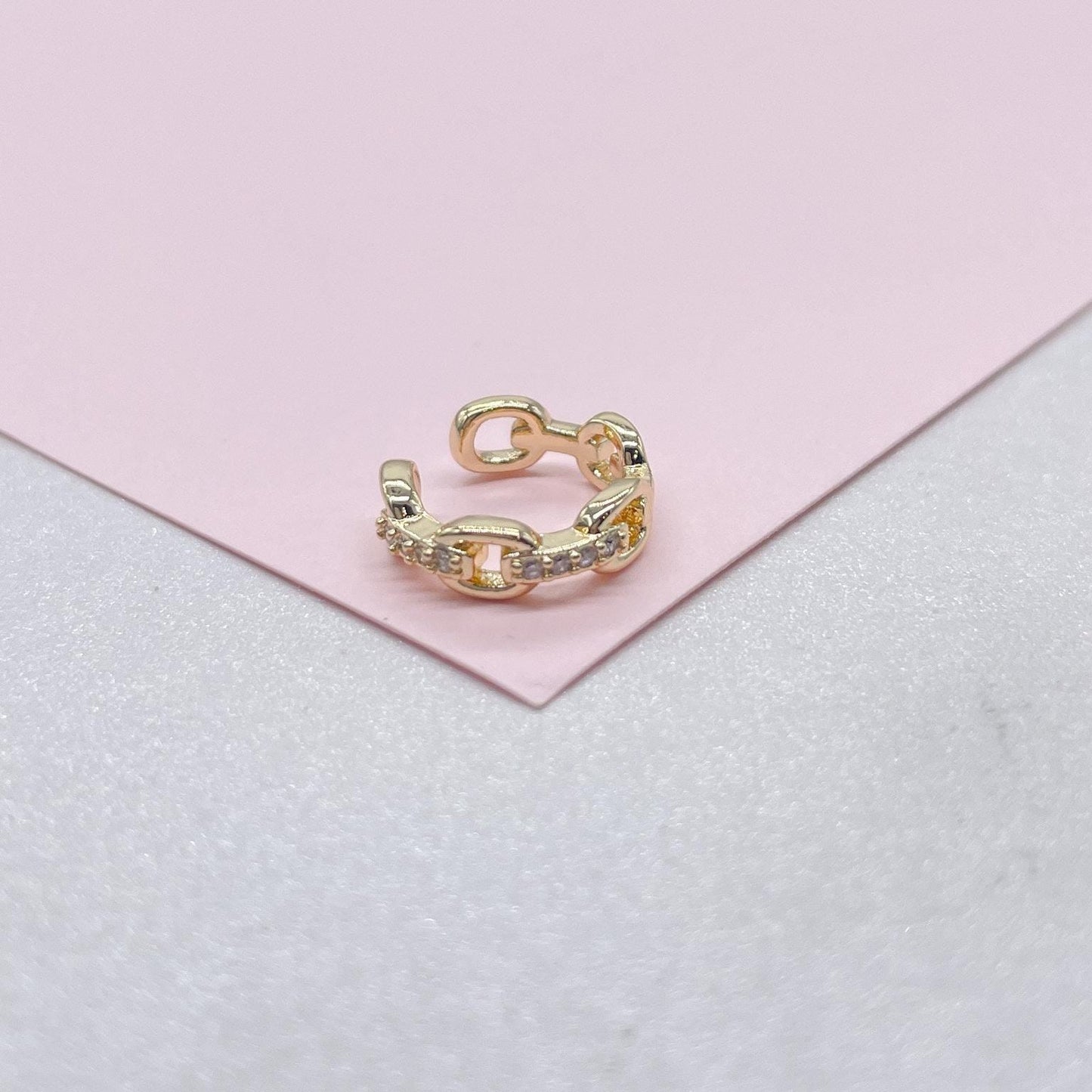 18k Gold Filled Mini CZ Link Ear Cuff
