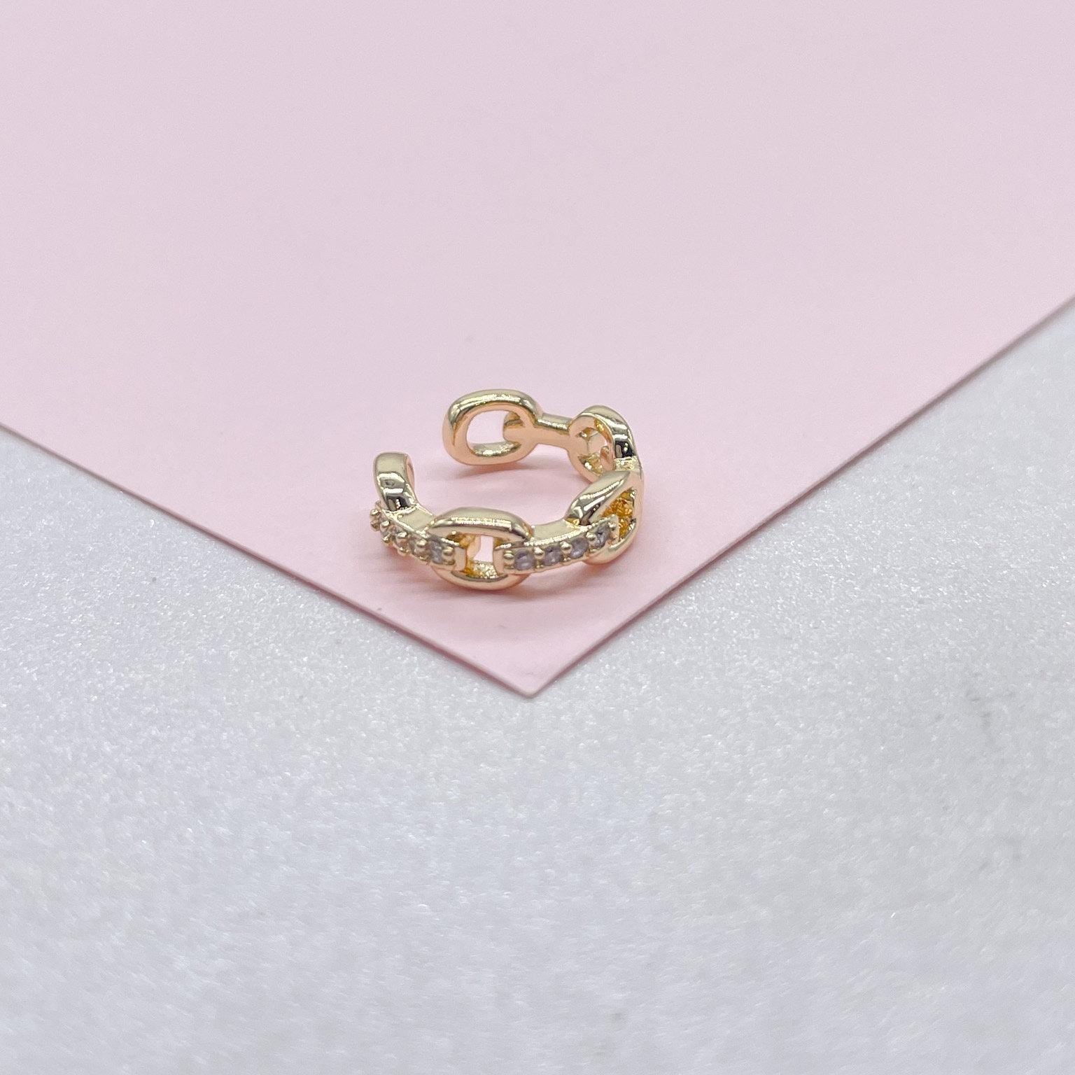 18k Gold Filled Mini CZ Link Ear Cuff
