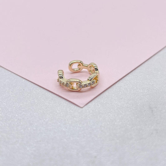 18k Gold Filled Mini CZ Link Ear Cuff