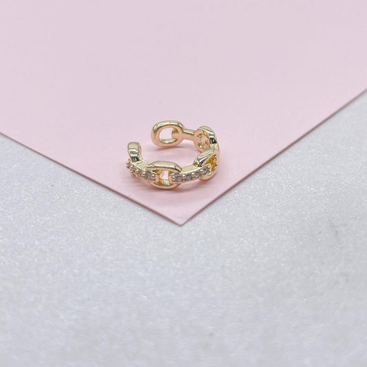 18k Gold Filled Mini CZ Link Ear Cuff