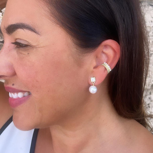 18k Gold Filled Tiny Beaded Ear Cuffs and pearl