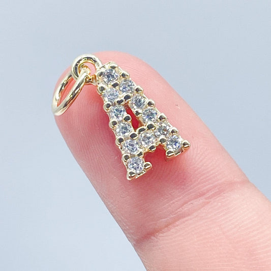 18k Gold Filled Cubic Zirconia Alphabet Letters Charms CZ Dainty Pendants