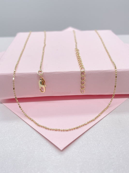 Dainty 18k Gold Filled 3 in 1, 1mm Extra Thin Dash Dot Chain