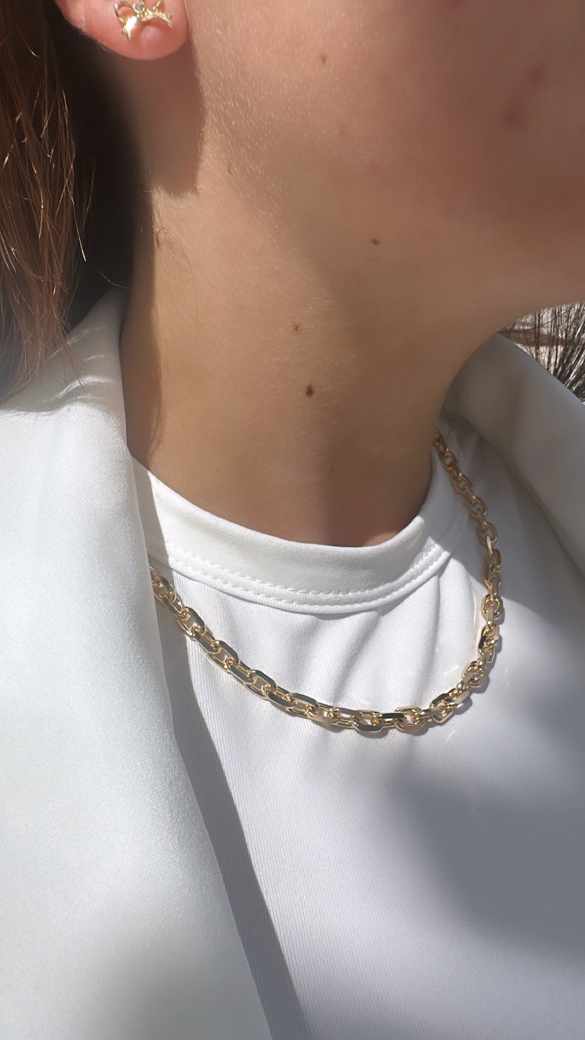 18k Gold Filled Chunky 6 mm Cable Link Paper Clip Set