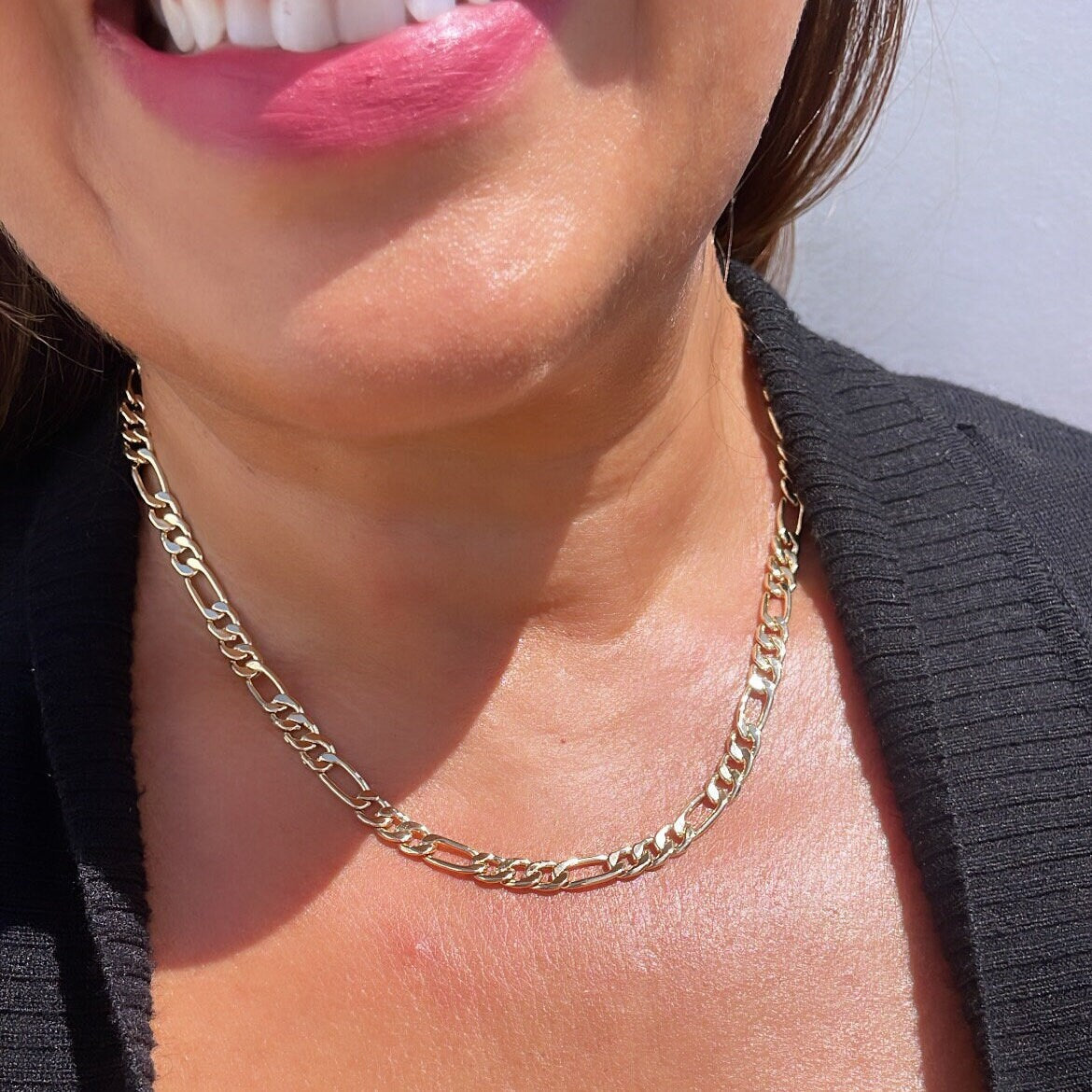 18k Gold Filled 6mm Figaro Link Set