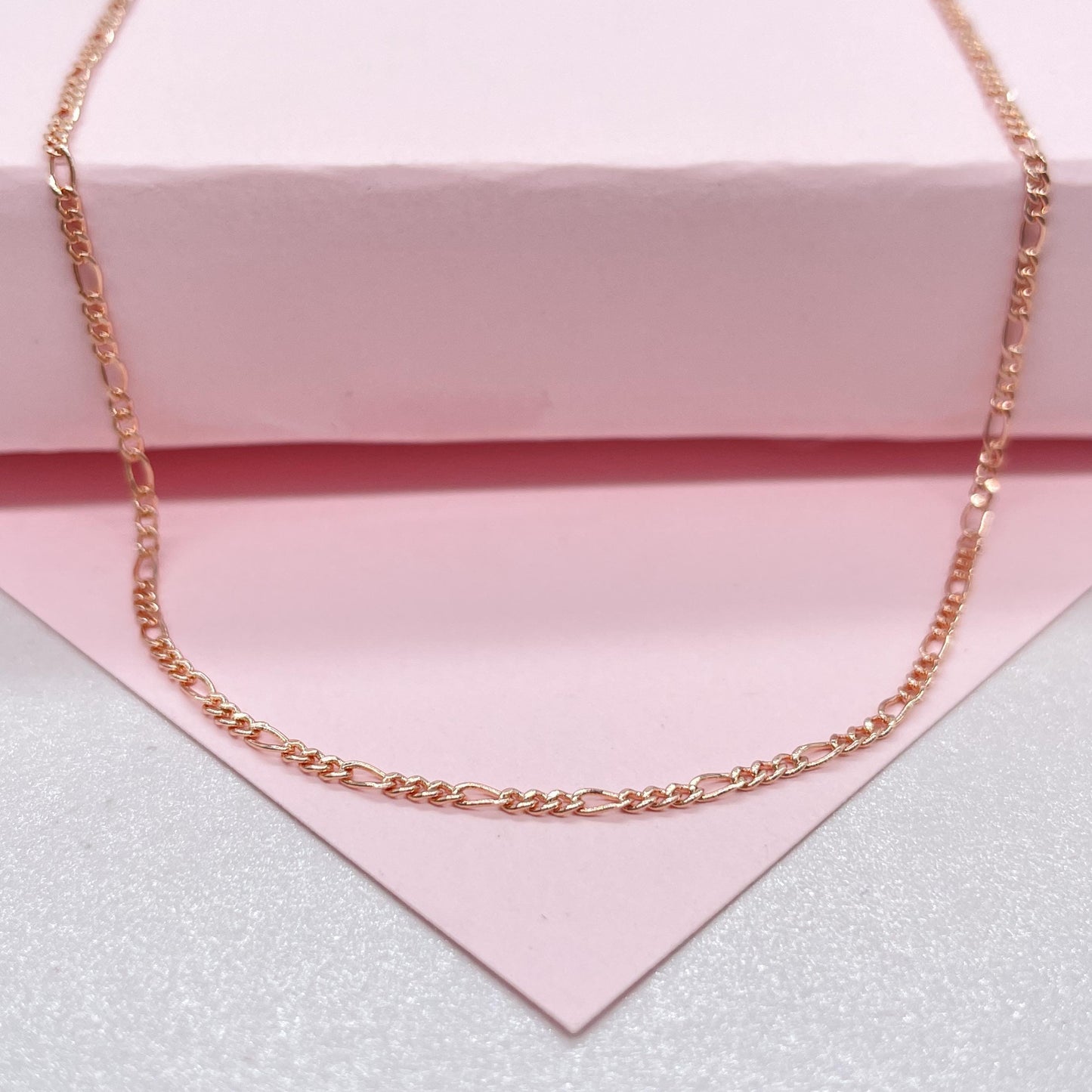 18k Rose Gold Filled Figaro Chain: Dainty Layering Jewelry