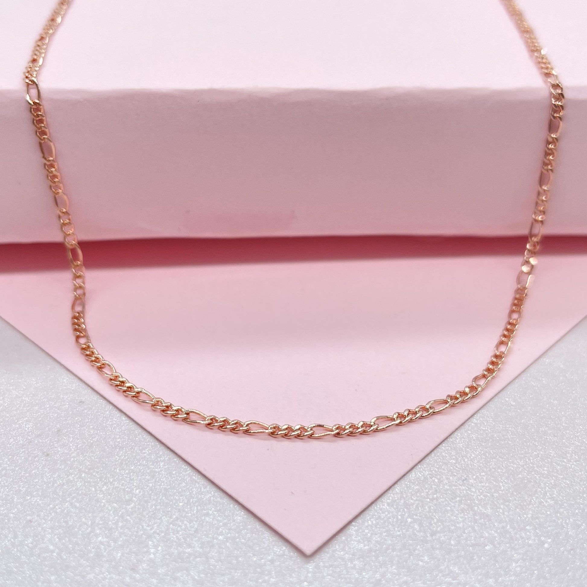 18k Rose Gold Filled Figaro Chain: Dainty Layering Jewelry