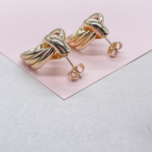 18k Gold Filled Dual Oval Smooth Solid Layered Earrings