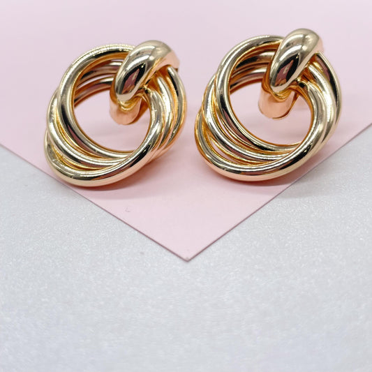18k Gold Filled Dual Oval Smooth Solid Layered Earrings