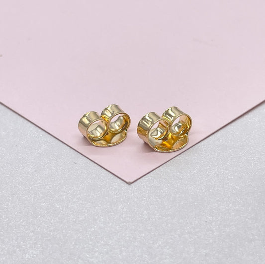 18k Gold Filled Butterfly Puffy XL Push Back Earrings Clutch Back Closure, Backings Jewelry Making Supplies