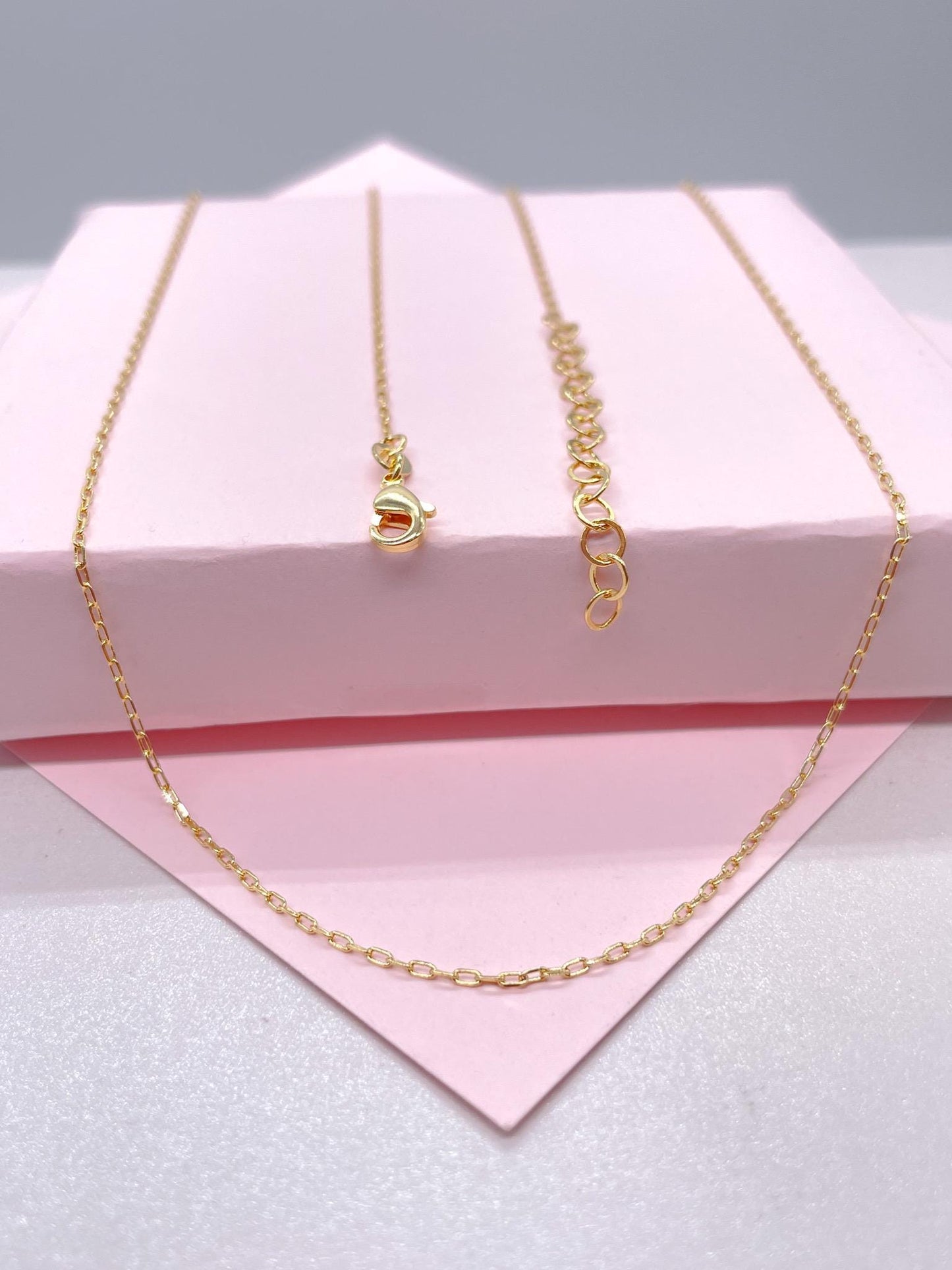 18k Gold Filled Tiny Oval Curb/Paperclip Link Necklace