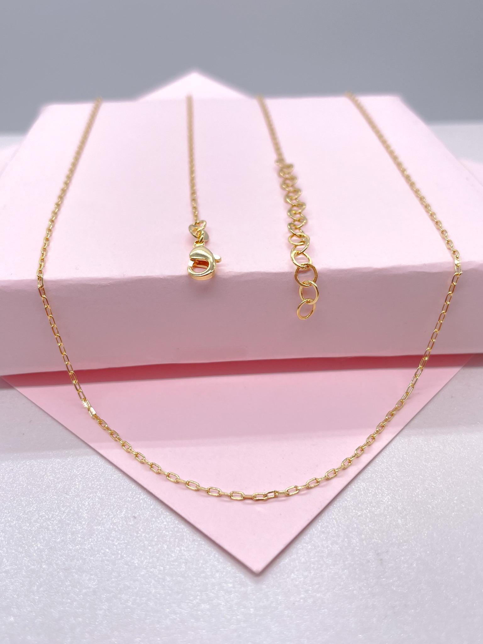 18k Gold Filled Tiny Oval Curb/Paperclip Link Necklace