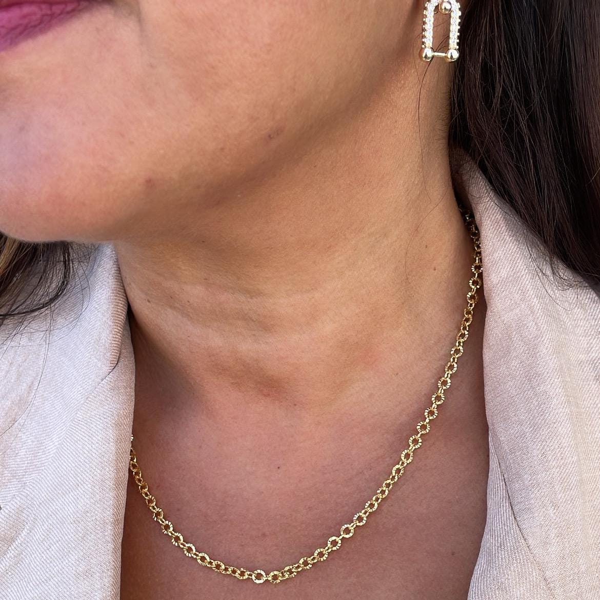 18k Gold Filled Venetian Oval Link 4mm, Specialty Chain Necklace, modern choker