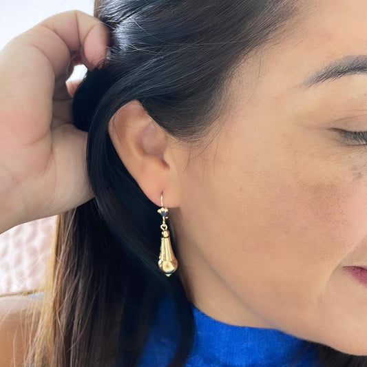 18k Gold Filled Smooth Cylinder-Cone Shape Drop Dangle Earring