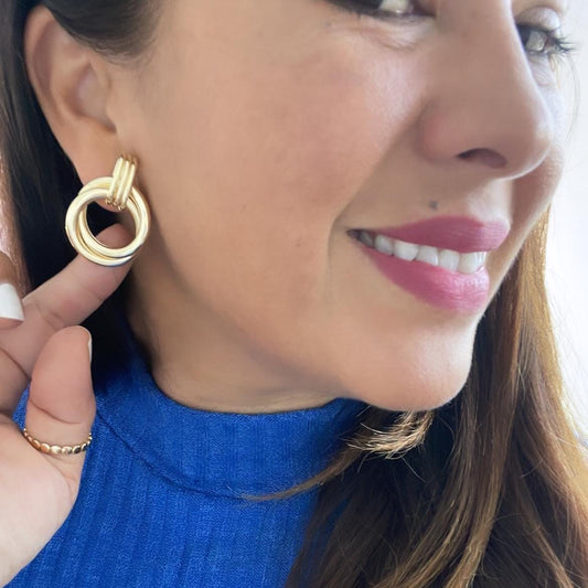 18k Gold Filled Soft Twist Cylinder Stud Earring