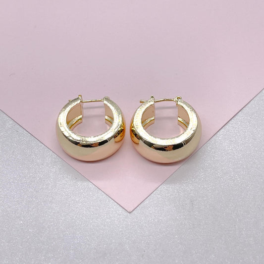 18k Gold Filled Smooth Extra Wide Sharp-Edged Hoop Earring
