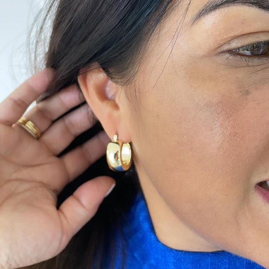 18k Gold Filled Smooth Extra Wide Sharp-Edged Hoop Earring