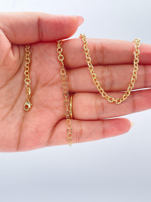 18k Gold Filled Venetian Oval Link 4mm, Specialty Chain Necklace, modern choker