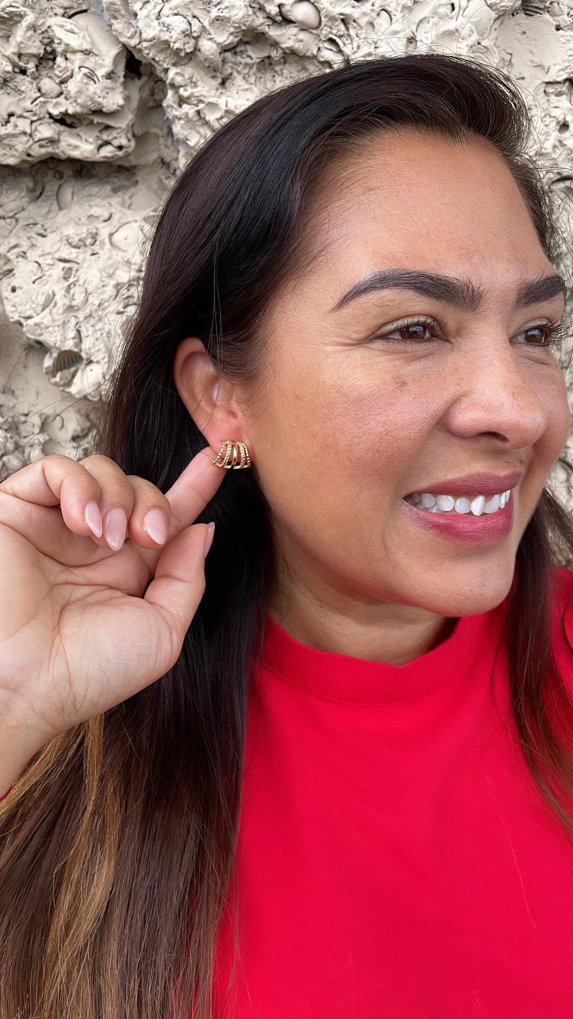 18k Gold Filled Open Ended Twisted Creole Hoop Earrings