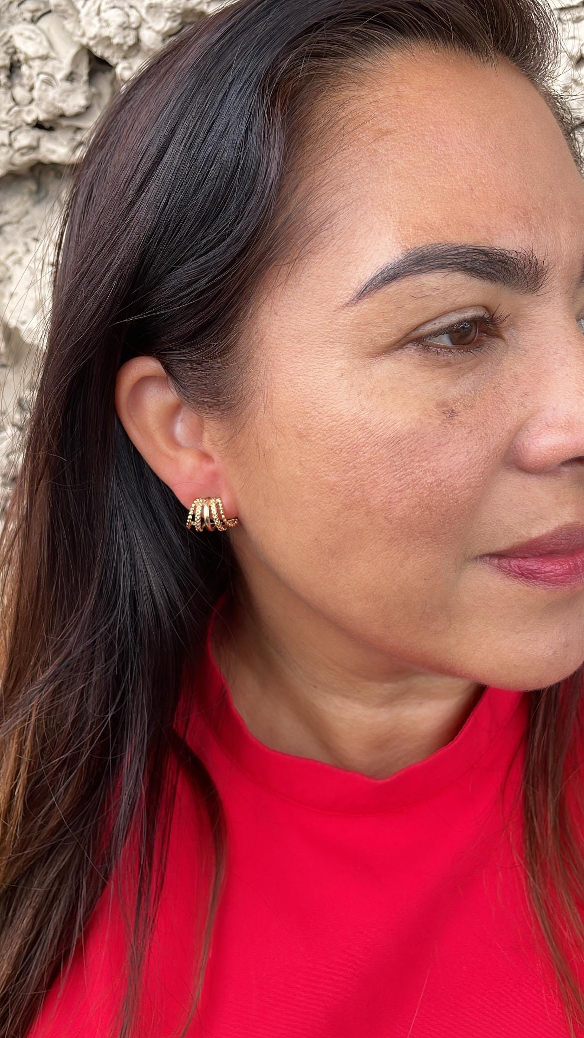 18k Gold Filled Open Ended Twisted Creole Hoop Earrings