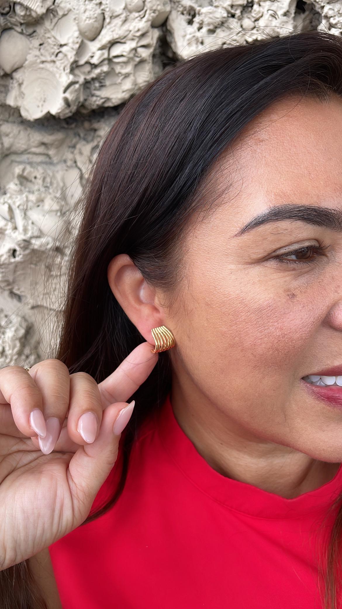 18k Gold Filled Open Smooth Multi-Rowed Hoop Earrings