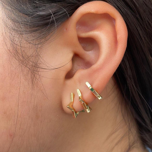 18k Gold Filled Set of 3 Star Stud Earrings