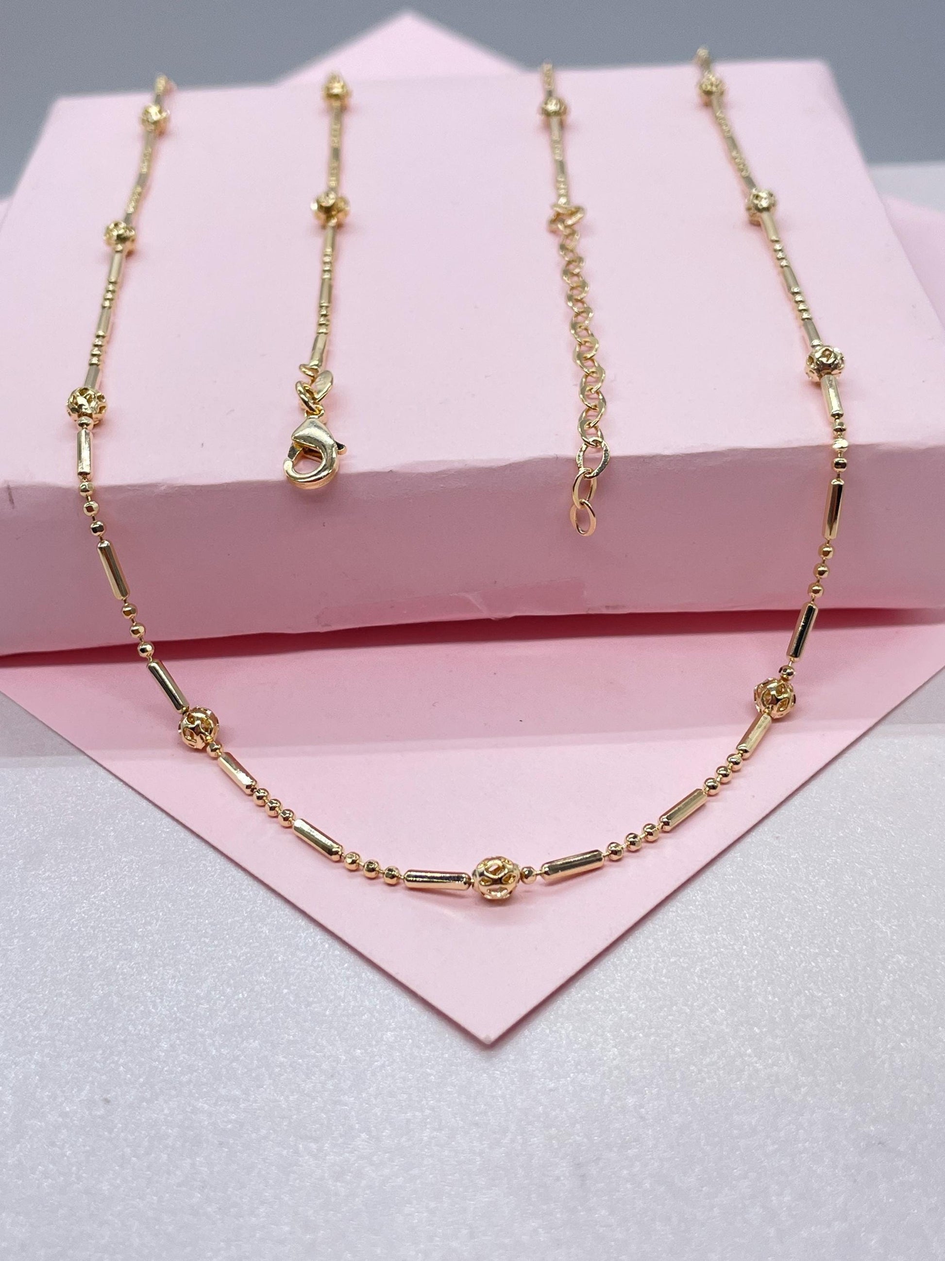 18k Gold Filled Dainty Satellite Dash-n-Dot Chain