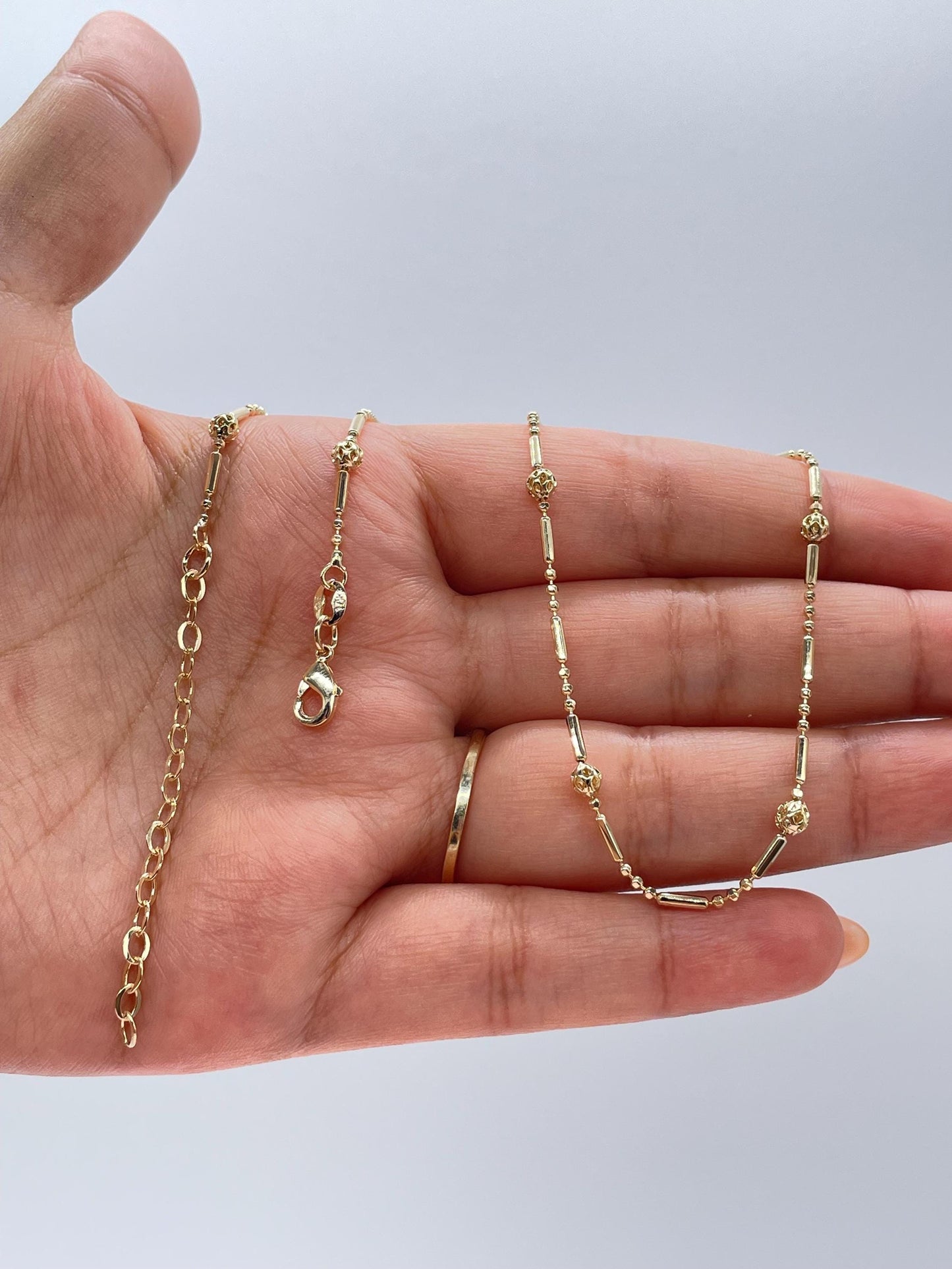 18k Gold Filled Dainty Satellite Dash-n-Dot Chain